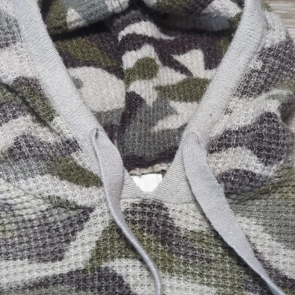 Vintage Havana Cropped Waffle Thermal Sweatshirt Hoodie - Picture 4 of 6